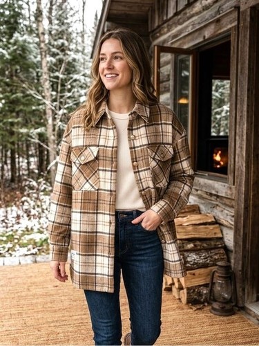 Inman plaid cotton shacket - plaid,