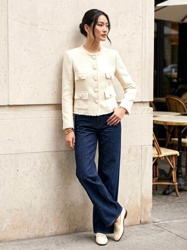 Mango cream bouclé tailored - mango,