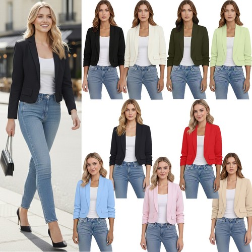 Damen cropped blazer geraffte - cropped,