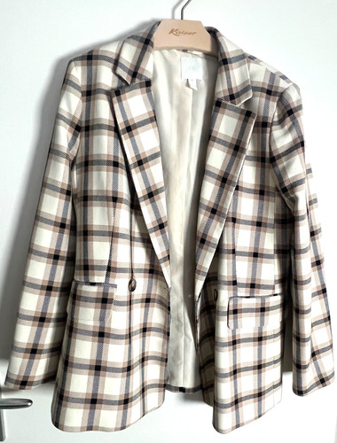 Blazer kariert beige - blazer, –