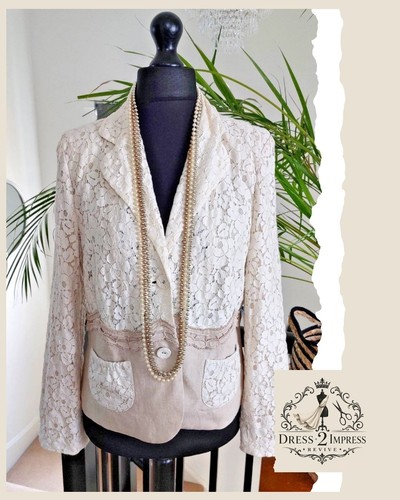 Damen spitzen blazer creme - blazer,